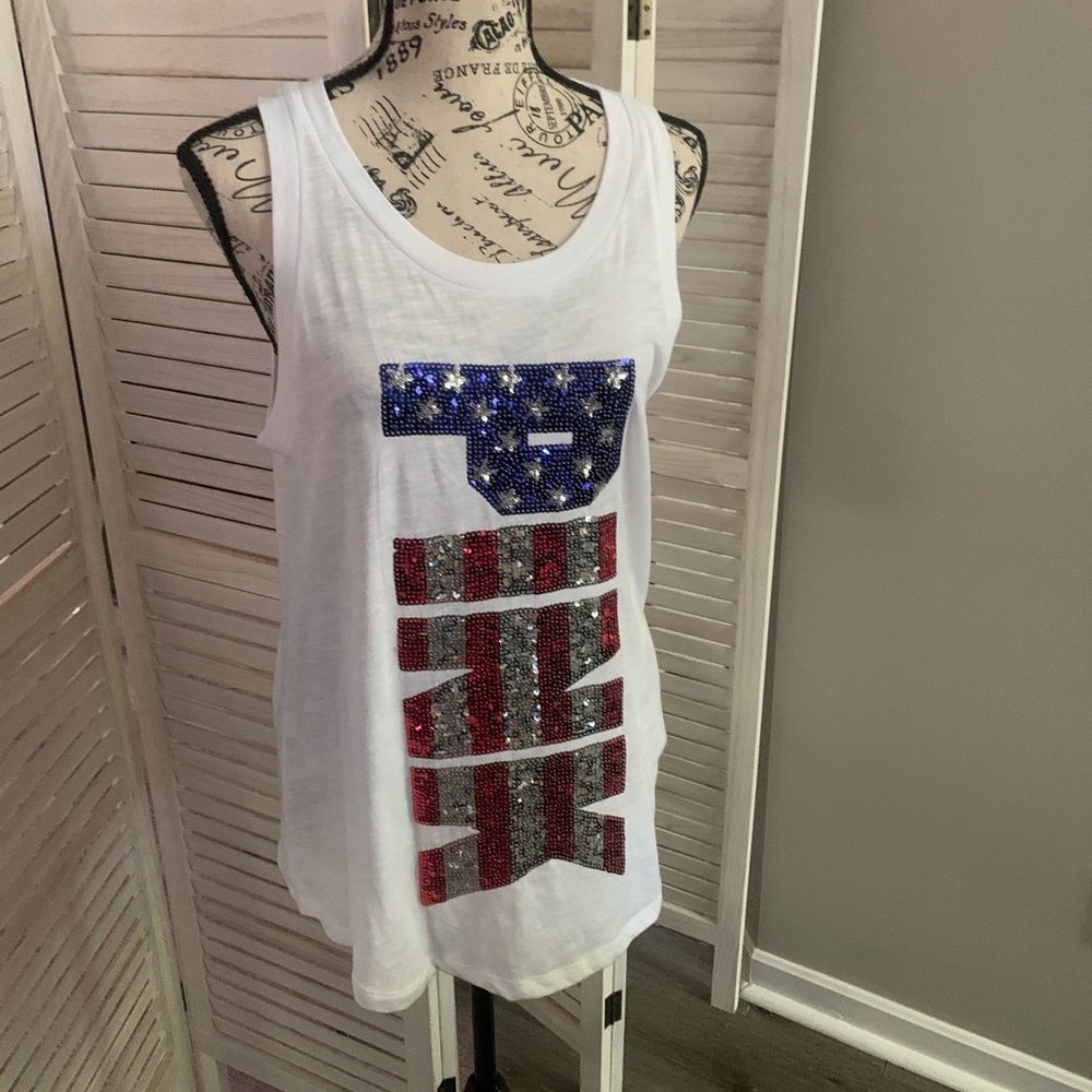 ❤️🤍💙 PINK Victoria’s Secret sequin tank top